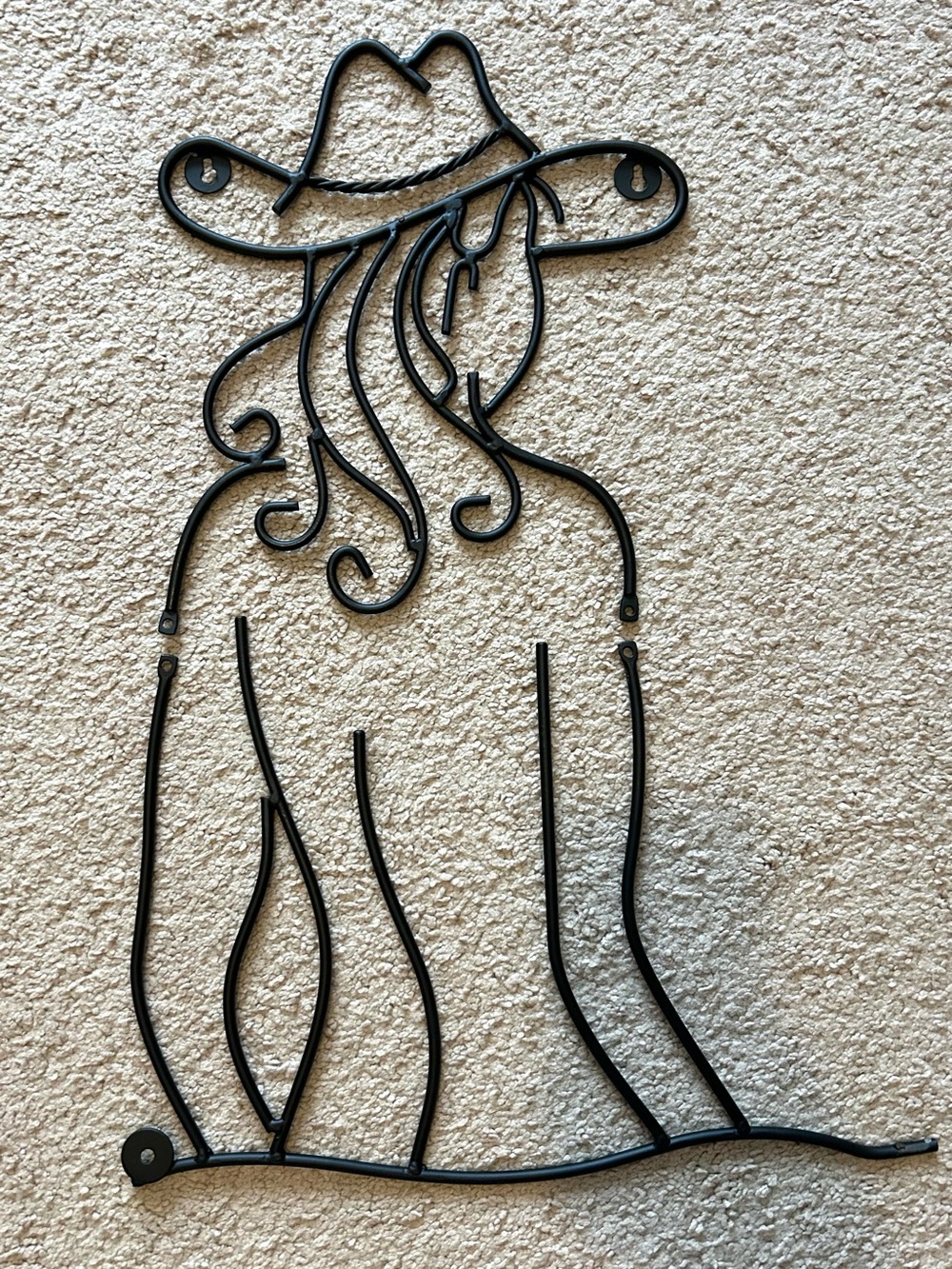 NEW Cowgirl Black Metal Bathroom Art Decor Western Style
